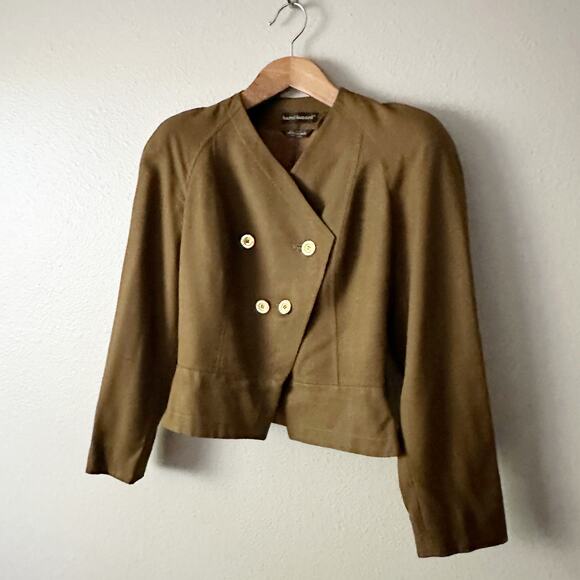 Harve Benard Golden Green Short Double Breasted Military Jacket‎ Women's Size 6 - Picture 4 of 12